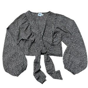 Princess Polly Black White Animal Print New Mood Blouse Size 4